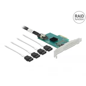   Delock PCI Express kártya 4 x SATA 6 Gb/s RAID és HyperDuo-hoz - alacsony profilú formatényező (DL-89051)