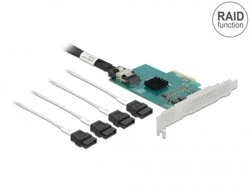Delock PCI Express kártya 4 x SATA 6 Gb/s RAID és HyperDuo-hoz - alacsony profilú formatényező (DL-89051)