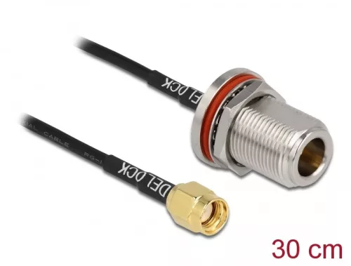 Delock Antennakábel RP-SMA-dugó - N-hüvely RG-174 30 cm (DL-89059)
