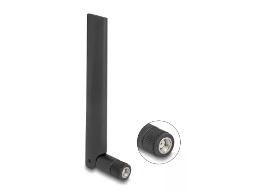 Delock WiFi 6E antenna RP-SMA-dugó 3 dBi irányított, csuklós csatlakozó, fekete (DL-89078)