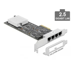   Delock PCI Express x4 kártya - 4 x 2,5 Gigabit LAN (DL-89192)