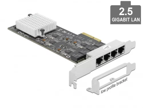 Delock PCI Express x4 kártya - 4 x 2,5 Gigabit LAN (DL-89192)