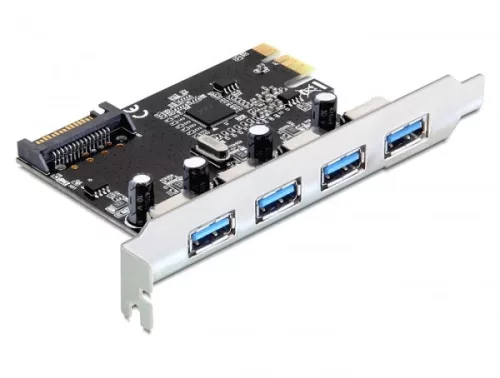 Delock PCI Express kártya > 4 x USB-A 3.0, telepítő CD-vel (DL-89297)