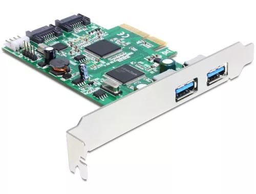 Delock PCI Express kártya > 2 x külső USB 3.0, 2 x belső SATA 6 Gb/s (DL-89359)