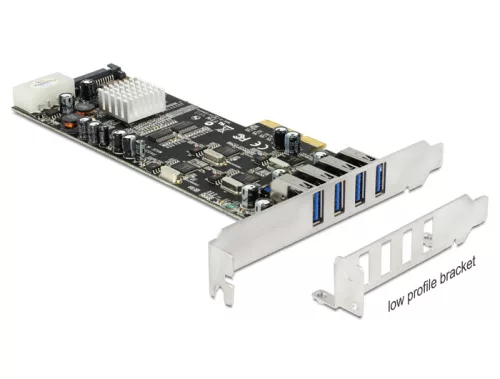Delock PCI Express x4 Kártya > 4 x Külső USB 3.0 Quad Channel (DL-89365)