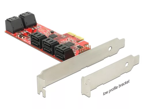 Delock PCI Express kártya > 10db belső SATA (6Gb/s) csatlakozóval, alacsony profilú kivitel (DL-89384)