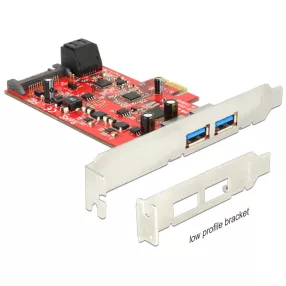   Delock PCI Express kártya > 2 x külső USB 3.0 + 2 x belső SATA 6 Gb/s - Alacsony profilú (DL-89389)