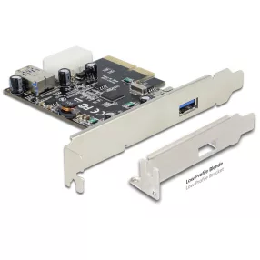   Delock PCI Express x4 kártya > 1 x külső + 1 x belső SuperSpeed USB 10 Gbps (USB 3.1, Gen 2) A típus (DL-89399)