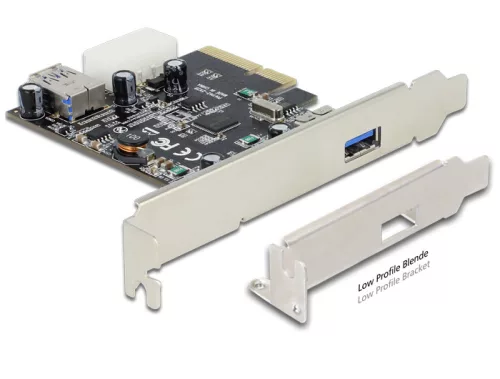Delock PCI Express x4 kártya > 1 x külső + 1 x belső SuperSpeed USB 10 Gbps (USB 3.1, Gen 2) A típus (DL-89399)