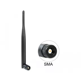   Delock WLAN antenna 802.11 ac/a/b/g/n SMA 4 - 5 dBi minden irányú csatlakozás fekete (DL-89438)
