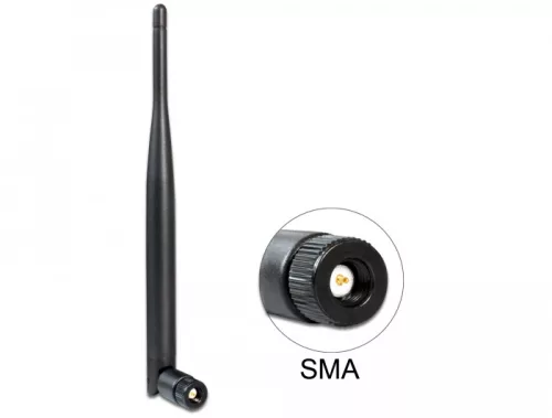 Delock WLAN antenna 802.11 ac/a/b/g/n SMA 4 - 5 dBi minden irányú csatlakozás fekete (DL-89438)