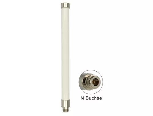 DELOCK WLAN antenna 802.11 AC/A/H/B/G/N 6 ~ 8 dBi 280 MM mindenirányú pálca rögzíthető véggel, fehér (DL-89440)