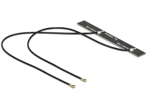 Delock WLAN Twin Antenna 2 x MHF IV /HSC MXHP32 compatible plug 802.11 ac/a/h/b/g/n 5 dBi 150 mm PCB (DL-89454)