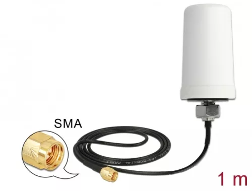 Delock WLAN 802.11 ac/a/h/b/g/n antenna SMA dugó 1,4 - 3,0 dBi mindenirányú csatlakozó kábellel (DL-89486)