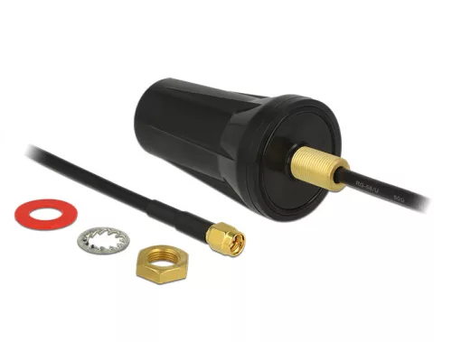 Delock ISM 433 MHz-es antenna SMA dugó 2 dBi mindenirányú fekete tetőre szerelhető kültéri antenna (DL-89487)