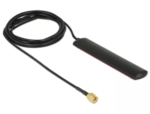 Delock GSM UMTS LTE WLAN 2,4 GHz-es antenna SMA Plug 2 dBi 2dBi mindenirányú ragasztásos rögzítéssel (DL-89491)