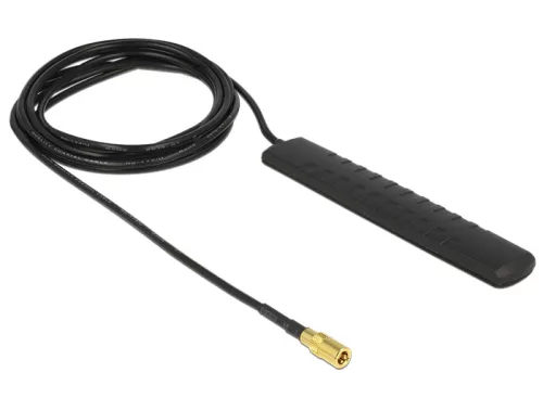 Delock DAB+ DVB-T2 antenna SMB dugó 20 dBi aktív mindenirányú fekete öntapadós rögzítéssel (DL-89497)