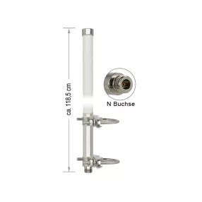   Delock WLAN Antenna N Jack 802.11 b/g/n 12 dBi 118,5 cm-es minden irányú, fix pólusra szerelhető (DL-89538)
