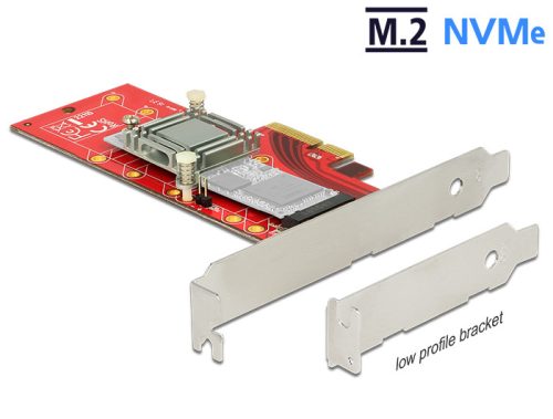 Delock PCI Express x4 kártya > 1 x belső NVMe M.2 Key M 110 mm hűtőbordával - alacsony profilú