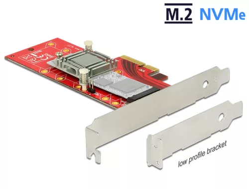 Delock PCI Express x4 kártya > 1 x belső NVMe M.2 Key M 110 mm hűtőbordával - alacsony profilú (DL-89577)
