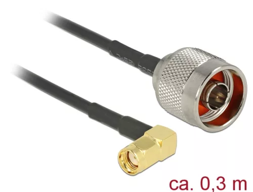 Delock Antennakábel N Plug > RP-SMA Plug 90  RG-174 0.3 m (DL-89579)
