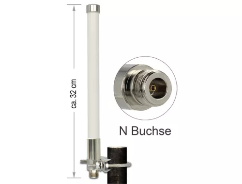 Delock Nagy hatótávolságú (LoRa) 868 MHz-es N típusú mindenirányú antenna (anya) 3 dBi teljesítményű (DL-89583)