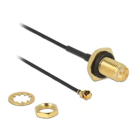   Delock Antennakábel RP-SMA csatlakozó válaszfal>MHF/U.FL-LP-068 kompatibilis dugó 100 mm 1,13 menet (DL-89584)