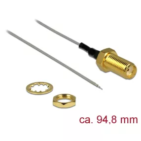   Delock Antennakábel SMA jack válaszfal > nyitott végű, ónozott 1.37 , 94.8 mm menethossz 10 mm (DL-89600)