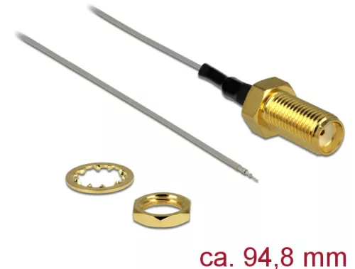 Delock Antennakábel SMA jack válaszfal > nyitott végű, ónozott 1.37 , 94.8 mm menethossz 10 mm (DL-89600)
