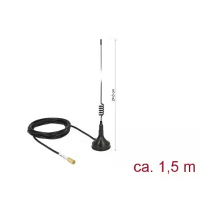   Delock WLAN 802.11 b/g/n antenna SMB-dugó 2 dBi irányítatlan, rögzített, mágneses talppal és csatlak (DL-89612)