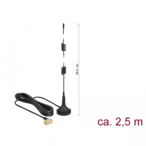   Delock LTE antenna SMA-dugó 90  2,5 dBi irányítatlan, rögzített, mágneses talppal és csatlakozókábel (DL-89614)