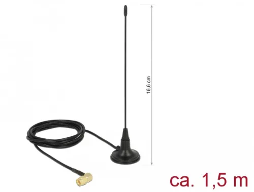 Delock 480 MHz Antenna SMA-dugó 2,5 dBi irányítatlan, rögzített, mágneses talppal és csatlakozók (DL-89615)