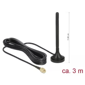   Delock LTE antenna SMA-dugó 2 dBi irányítatlan, rögzített, mágneses talppal és csatlakozókábellel RG (DL-89618)