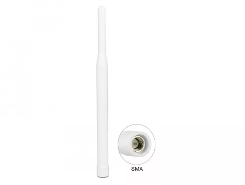 Delock LTE antenna SMA-dugó 0,3 - 2,9 dBi irányítatlan, rögzített, fehér (DL-89622)