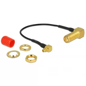   Delock Antenna kábel SMA 90  anya válaszfali csatlakozóval > MMCX 90  csatlakozó 10 cm 1.37 menethos (DL-89626)