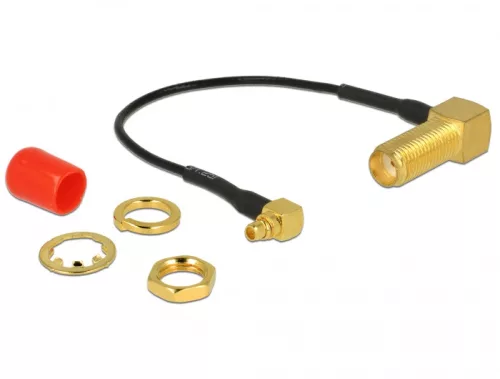 Delock Antenna kábel SMA 90  anya válaszfali csatlakozóval > MMCX 90  csatlakozó 10 cm 1.37 menethos (DL-89626)