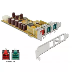   Delock PoweredUSB PCI Express kártya > 1 x 24 V + 2 x 12 V (DL-89655)
