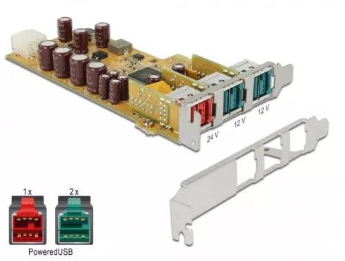 Delock PoweredUSB PCI Express kártya > 1 x 24 V + 2 x 12 V (DL-89655)