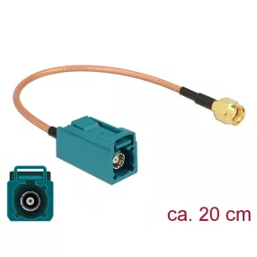   Delock Antenna kábel FAKRA Z-hüvely > RP-SMA-dugó RG-316 20 cm (DL-89664)