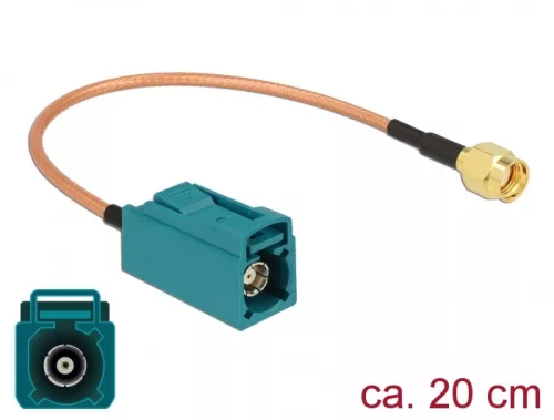 Delock Antenna kábel FAKRA Z-hüvely > RP-SMA-dugó RG-316 20 cm (DL-89664)