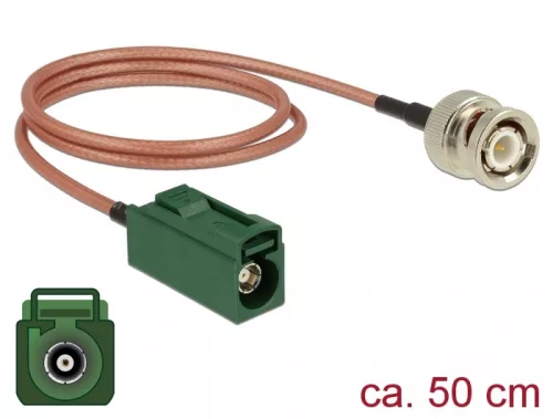 Delock Antenna kábel FAKRA E-hüvely > BNC-dugó RG-316 50 cm (DL-89681)