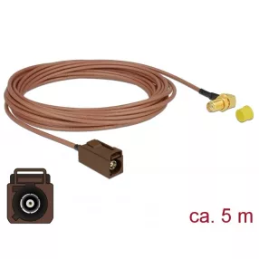   Delock Antenna kábel FAKRA F hüvely > SMA 90  anya válaszfali csatlakozóval RG-316 5 m (DL-89683)