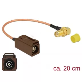   Delock Antenna kábel FAKRA F hüvely > SMA 90  anya válaszfali csatlakozóval RG-316 20 cm (DL-89684)