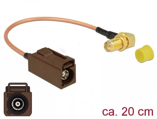 Delock Antenna kábel FAKRA F hüvely > SMA 90  anya válaszfali csatlakozóval RG-316 20 cm (DL-89684)