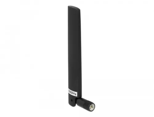 Delock LoRa 868 MHz antenna SMA-dugó 3 dBi mindenirányú, dönthető csatlakozással (fekete színű) (DL-89769)