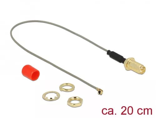 Delock Antenna kábel RP-SMA anya> MHF / U.FL-LP-068 apa csatlakozó 1.13 20 cm menethossz 10 mm (DL-89831)