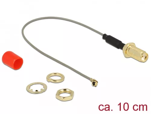 Delock Antenna kábel SMA anya válaszfali csatlakozóval ferrittekercs apa MHF  I csatlakozó 1.13 10 c (DL-89832)