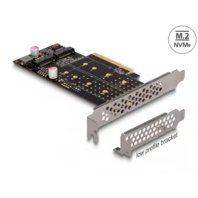   Delock PCI Express x8 kártya - 2 x belső NVMe M.2 Key M - elágazás - alacsony profilú formatényező (DL-89837)