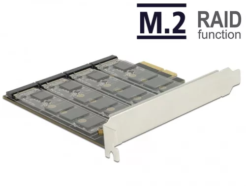 Delock PCI Express-kártya > 4 x belső M.2 aljzat B nyílással, RAID-dal (DL-89888)