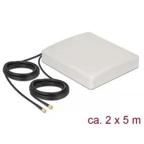   Delock LTE MIMO antenna 2 x SMA dugó 8 dBi irányított 8 dBi RG-58 csatlakozókábellel 5 m fehér kült. (DL-89890)